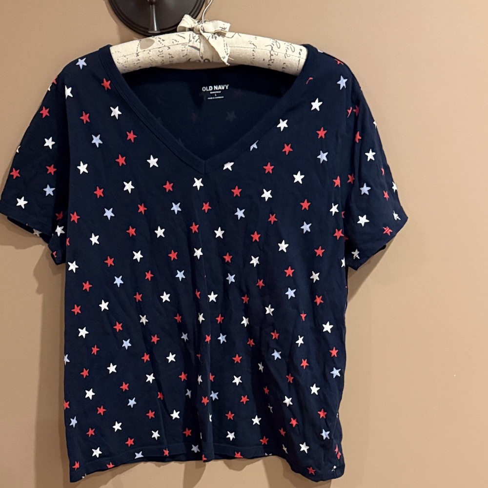 Old Navy Navy Starry V-Neck Tee